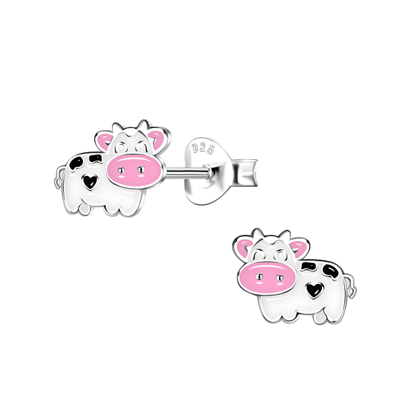 Silver Cow Stud Earrings - 20501