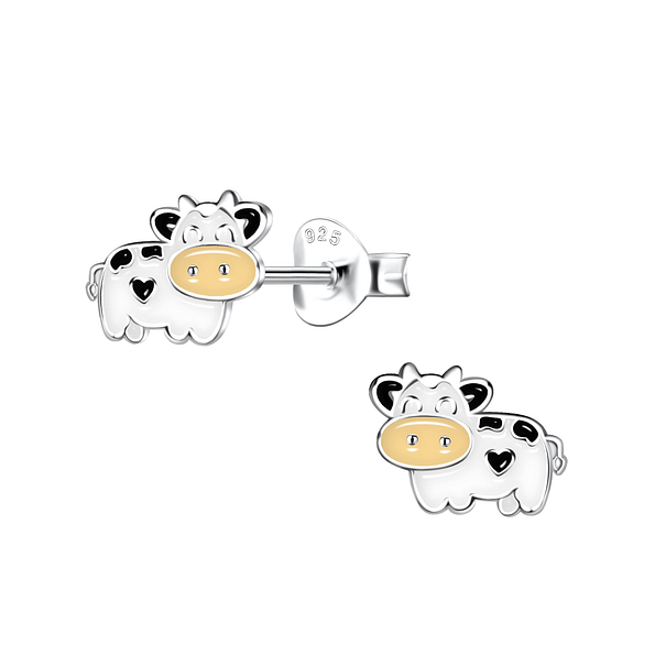 Silver Cow Stud Earrings - 20502