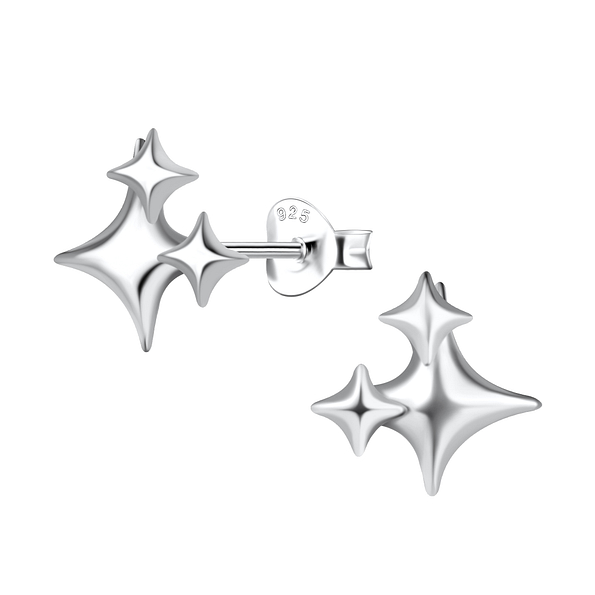 Silver Star Stud Earrings - 20479