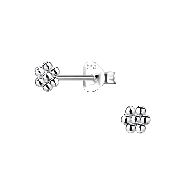 Silver Flower Stud Earrings - 20480