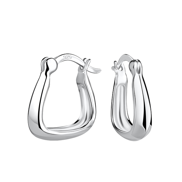 Silver Geometric French Lock Hoop Earrings - 20555
