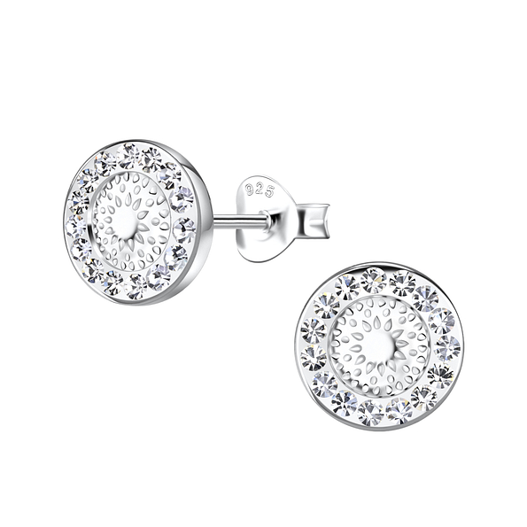 Silver Round Stud Earrings - 20559