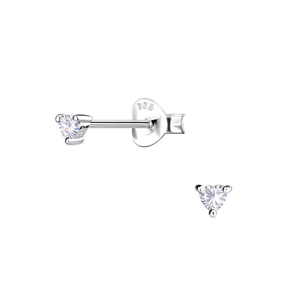 Silver Heart Stud Earrings - 20654