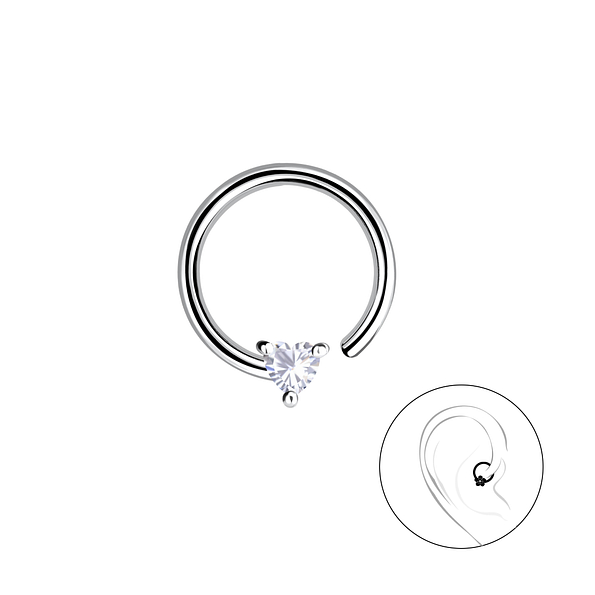 Silver Heart Helix Hoop - 20671