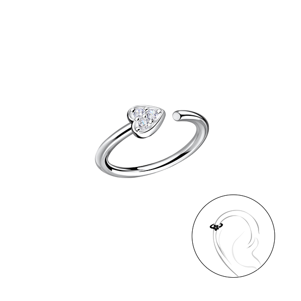 Silver Heart Helix Hoop - 20649