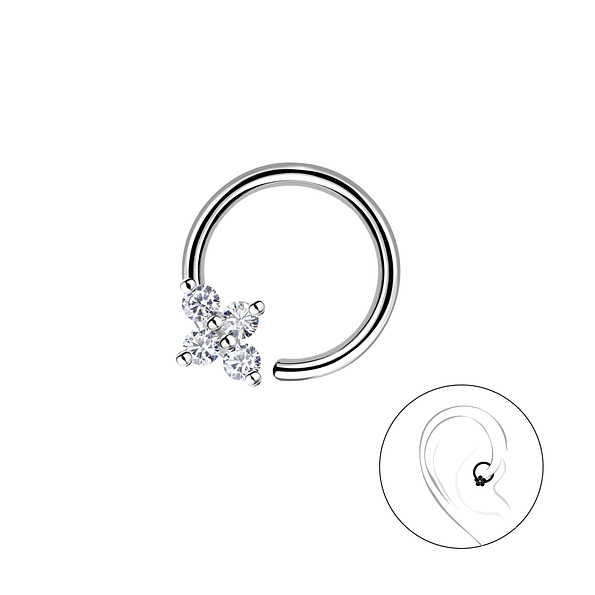 Silver Flower Helix Hoop - 20644