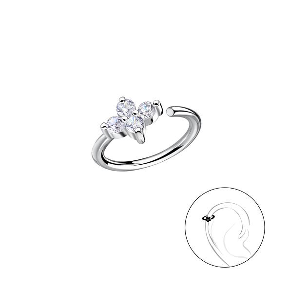 Silver Flower Helix Hoop - 20643