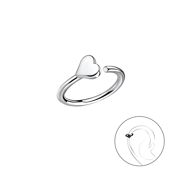 Silver Heart Helix Hoop - 20618