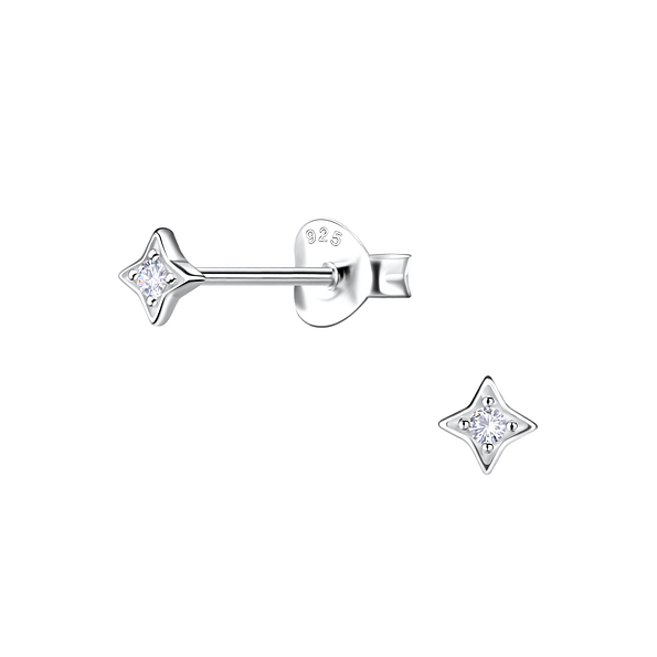 Silver Star Stud Earrings - 20616
