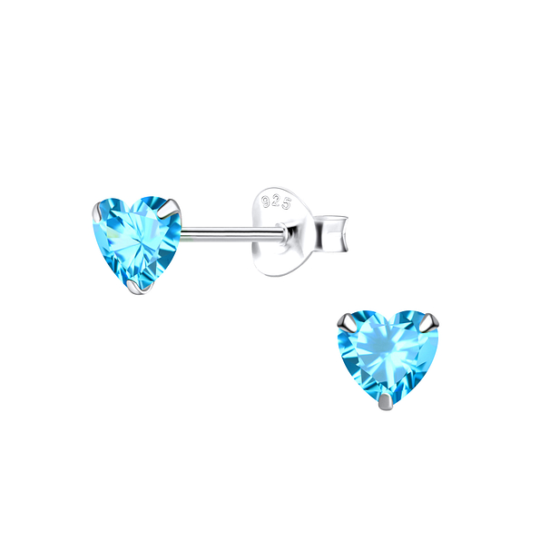 5mm Heart Cubic Zirconia Silver Stud Earrings - 9684