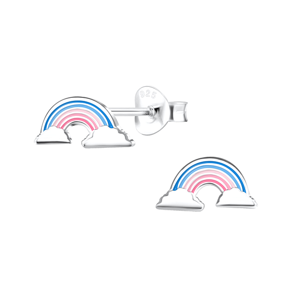 Silver Rainbow Stud Earrings - 17208