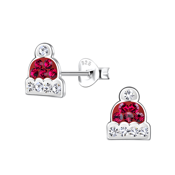 Silver Hat Stud Earrings - 20563