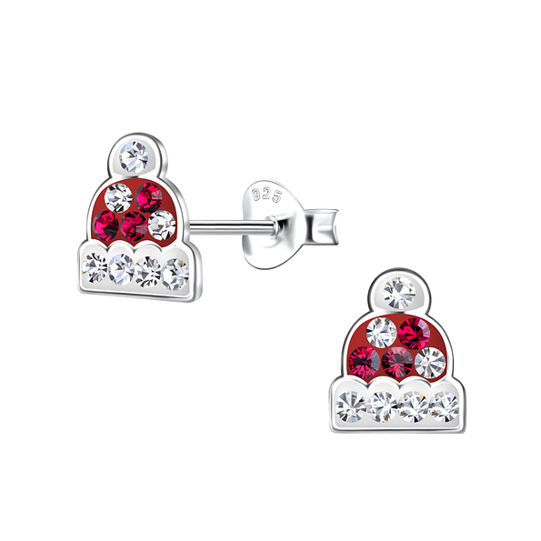 Silver Hat Stud Earrings - 20564