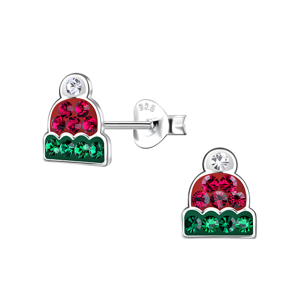 Silver Hat Stud Earrings - 20565