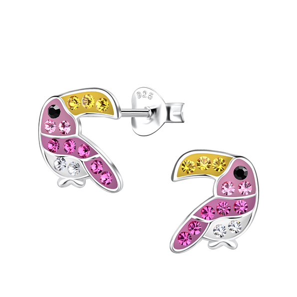 Silver Hornbill Stud Earrings - 20567