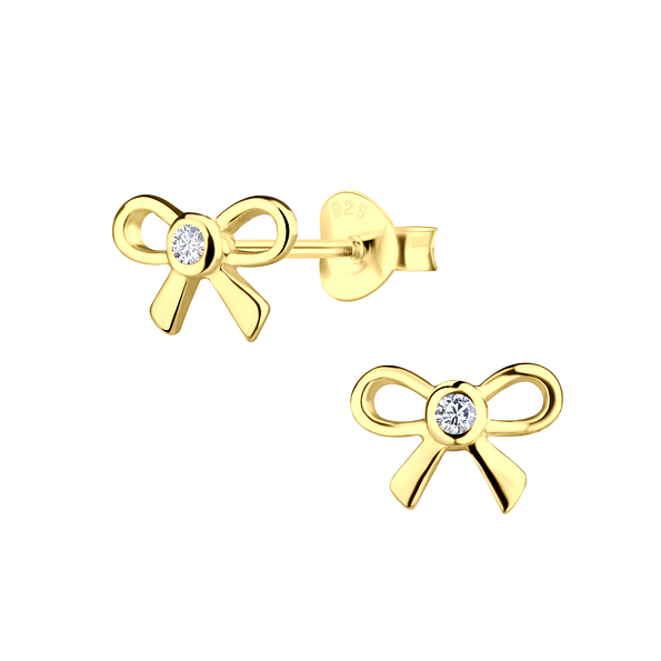 Silver Bow Stud Earrings - 20589