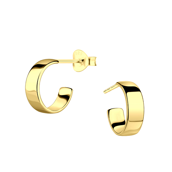 Silver Half Hoop Stud Earrings - 20627