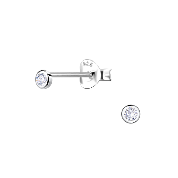 Silver Round Stud Earrings - 20607