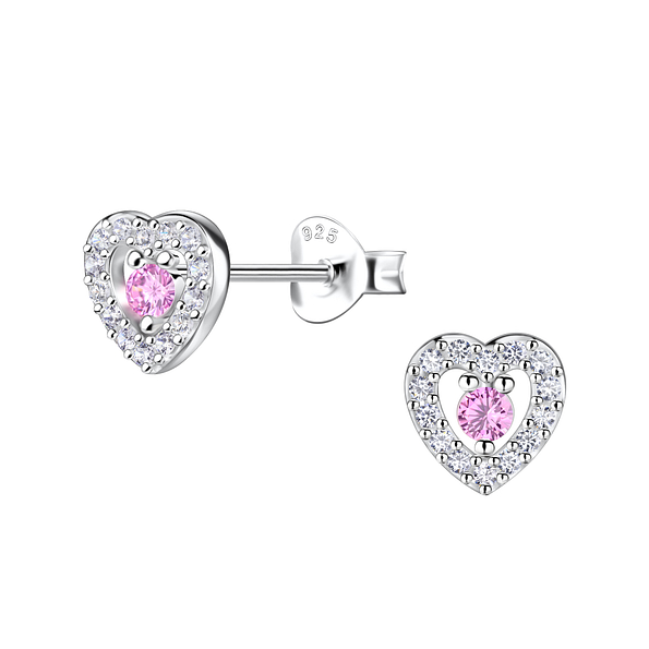 Silver Heart Stud Earrings - 20631