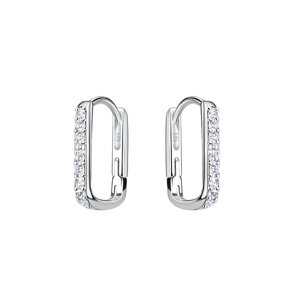 Silver Geometric Huggie Earrings - 20655