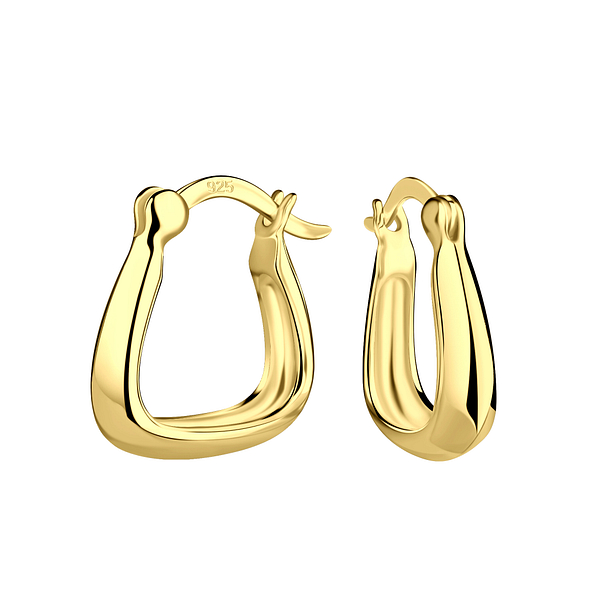 Silver Geometric French Lock Hoop Earrings - 20591