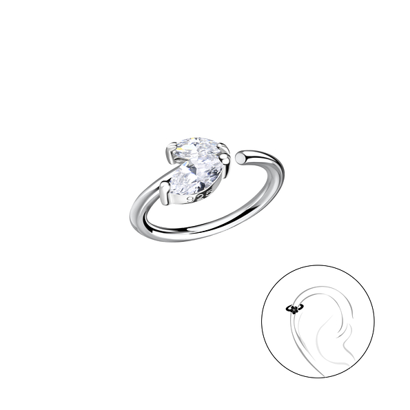 Silver Geometric Helix Hoop - 20648