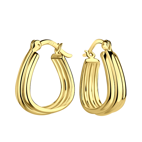 Silver Patterned French Lock Hoop Earrings - 20570