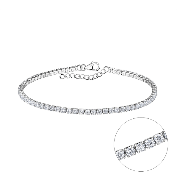 19cm Silver Tennis Bracelet - 21593