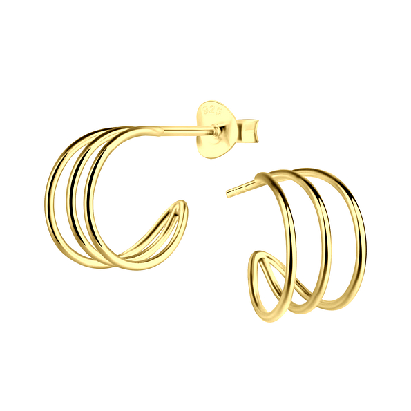 Silver Half Hoop Stud Earrings - 20820