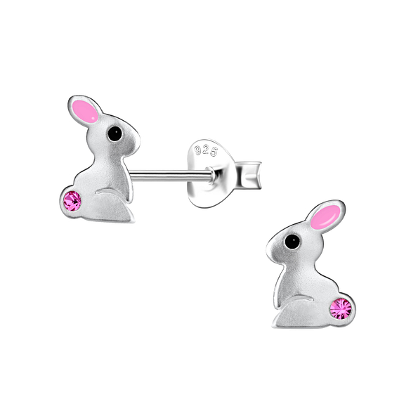 Silver Rabbit Stud Earrings - 20834