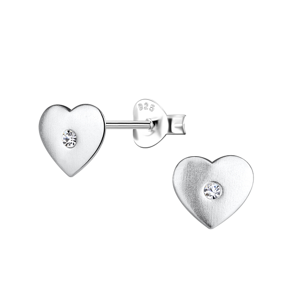 Silver Heart Stud Earrings - 20682
