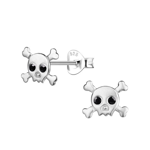 Silver Skull Stud Earrings - 20686
