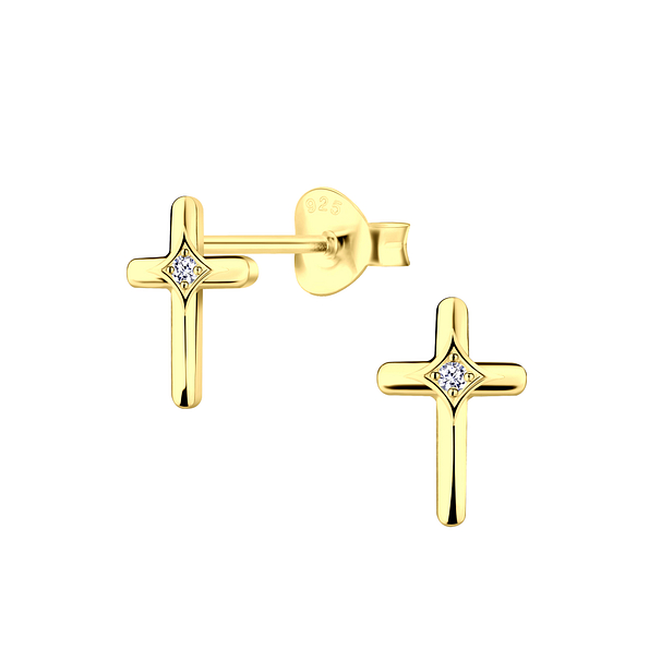 Silver Cross Stud Earrings - 20698