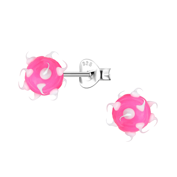 Silver Spike Ball Stud Earrings - 20708