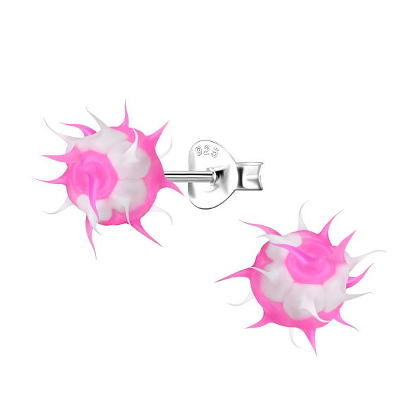 Silver Spike Ball Stud Earrings - 20710