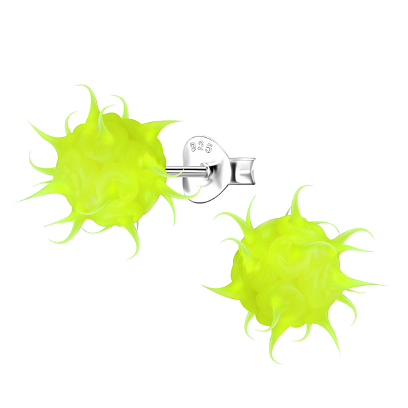 Silver Spike Ball Stud Earrings - 20712