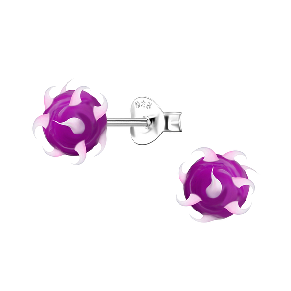 Silver Spike Ball Stud Earrings - 20713