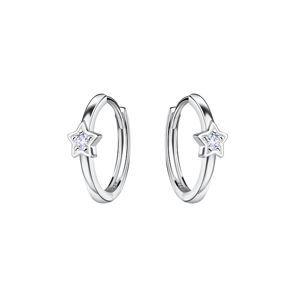 Silver Star Huggie Earrings - 20664