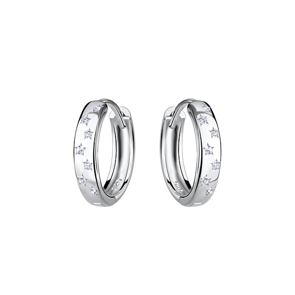 Silver Star Huggie Earrings - 20663