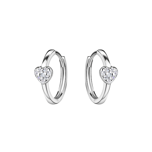 Silver Heart Huggie Earrings - 20662