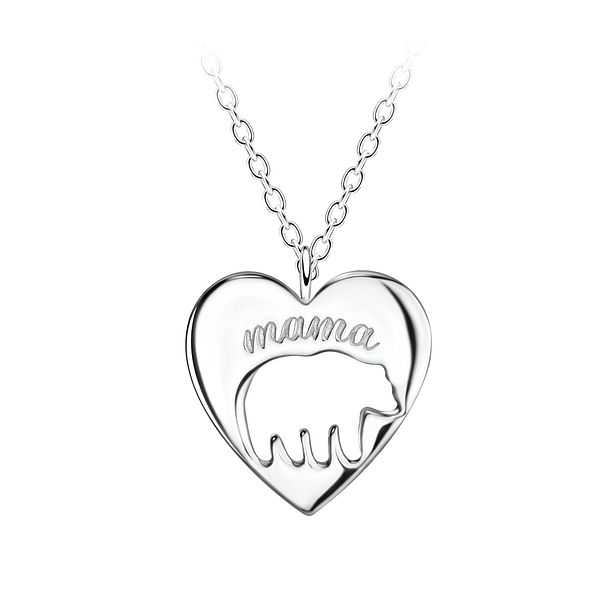 Silver Mama Heart Necklace - 20737