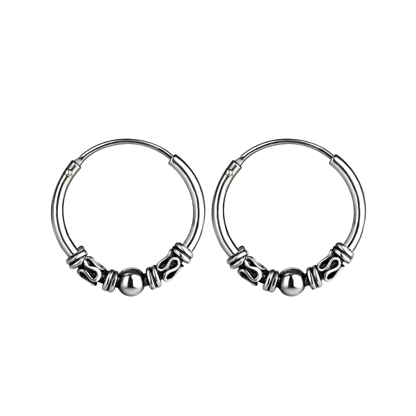 16mm Silver Bali Hoop Earrings - 20998