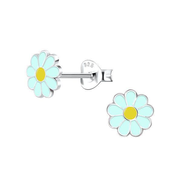 Silver Daisy Flower Stud Earrings - 20950