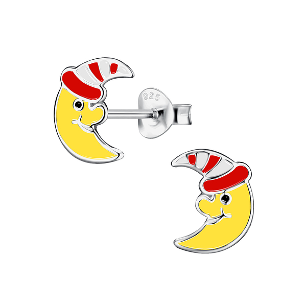 Silver Moon Stud Earrings - 20857