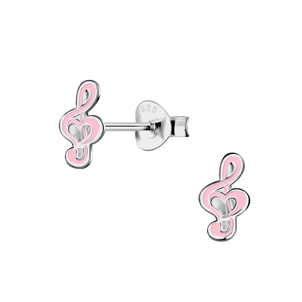 Silver Musical Note Stud Earrings - 20847