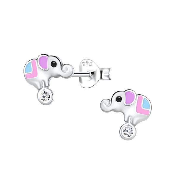 Silver Elephant Stud Earrings - 21001