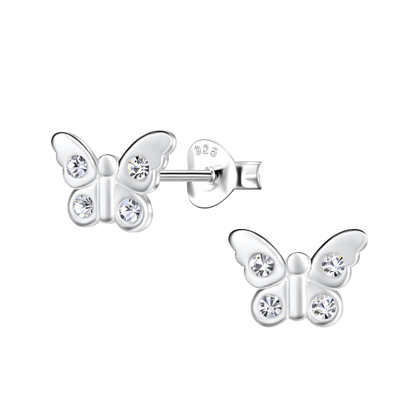 Silver Butterfly Stud Earrings - 21000