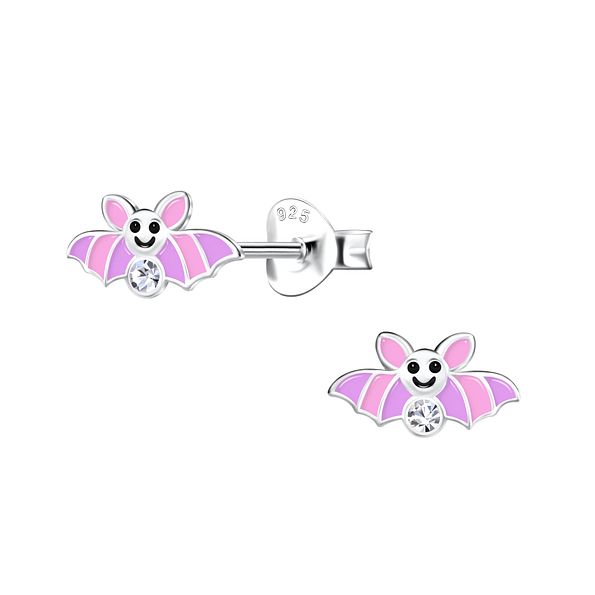 Silver Bat Stud Earrings - 21004