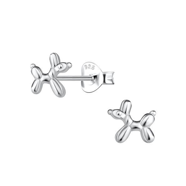 Silver Balloon Dog Stud Earrings - 20965