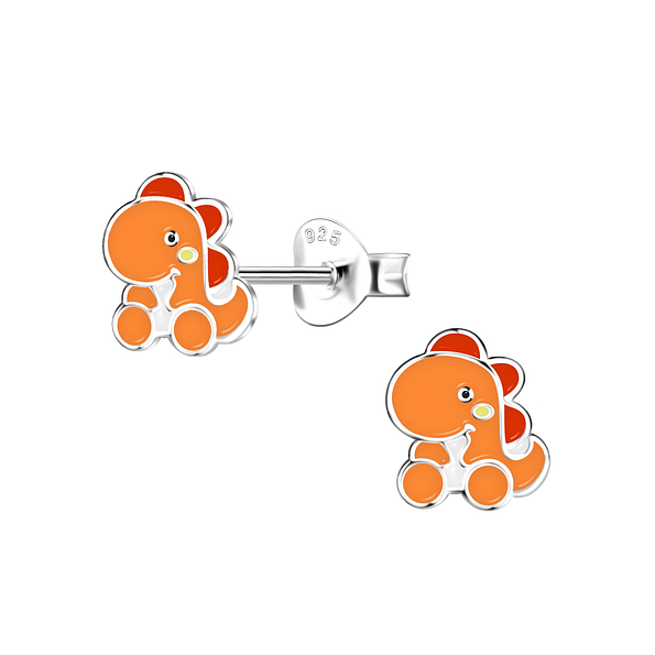 Silver Dinosaur Stud Earrings - 21089